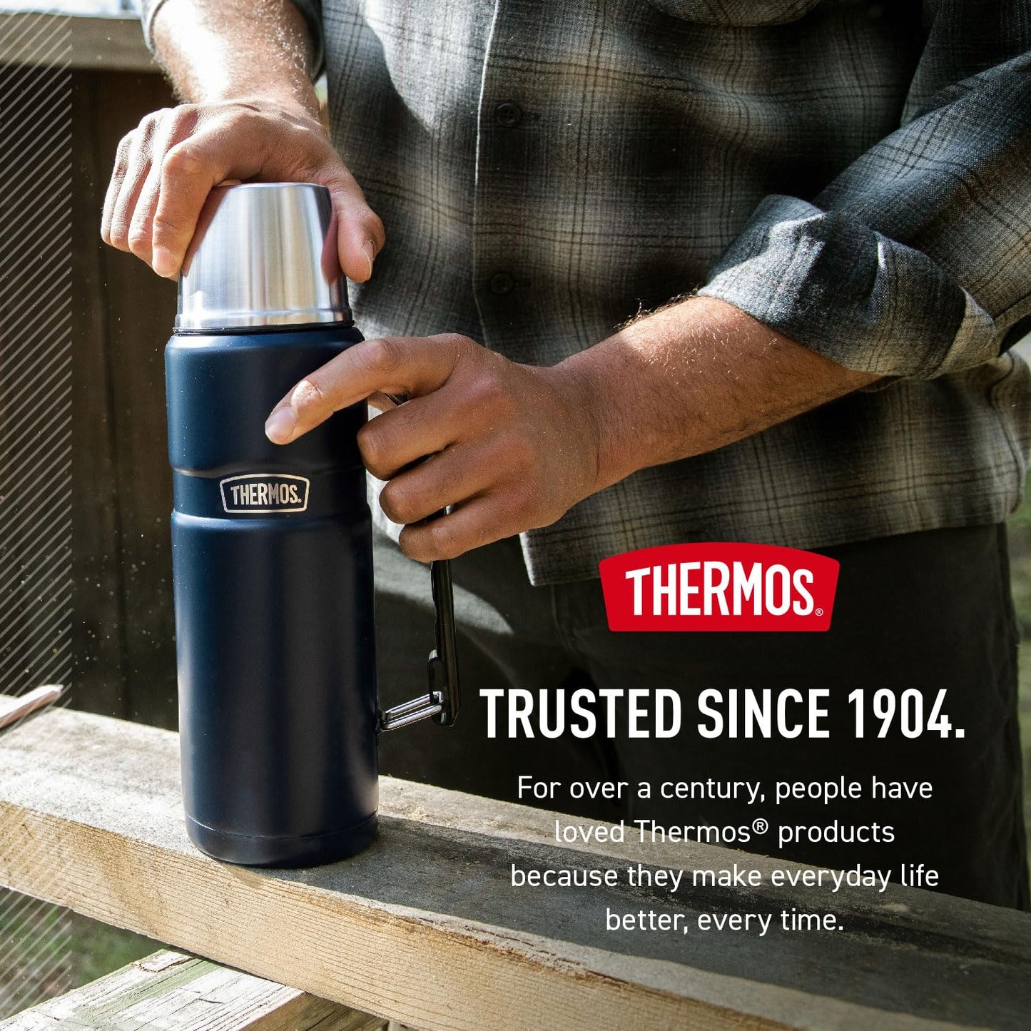 THERMOS Stainless King Vacuum-Insulated Beverage Bottle, 68 Ounce, Matte Steel