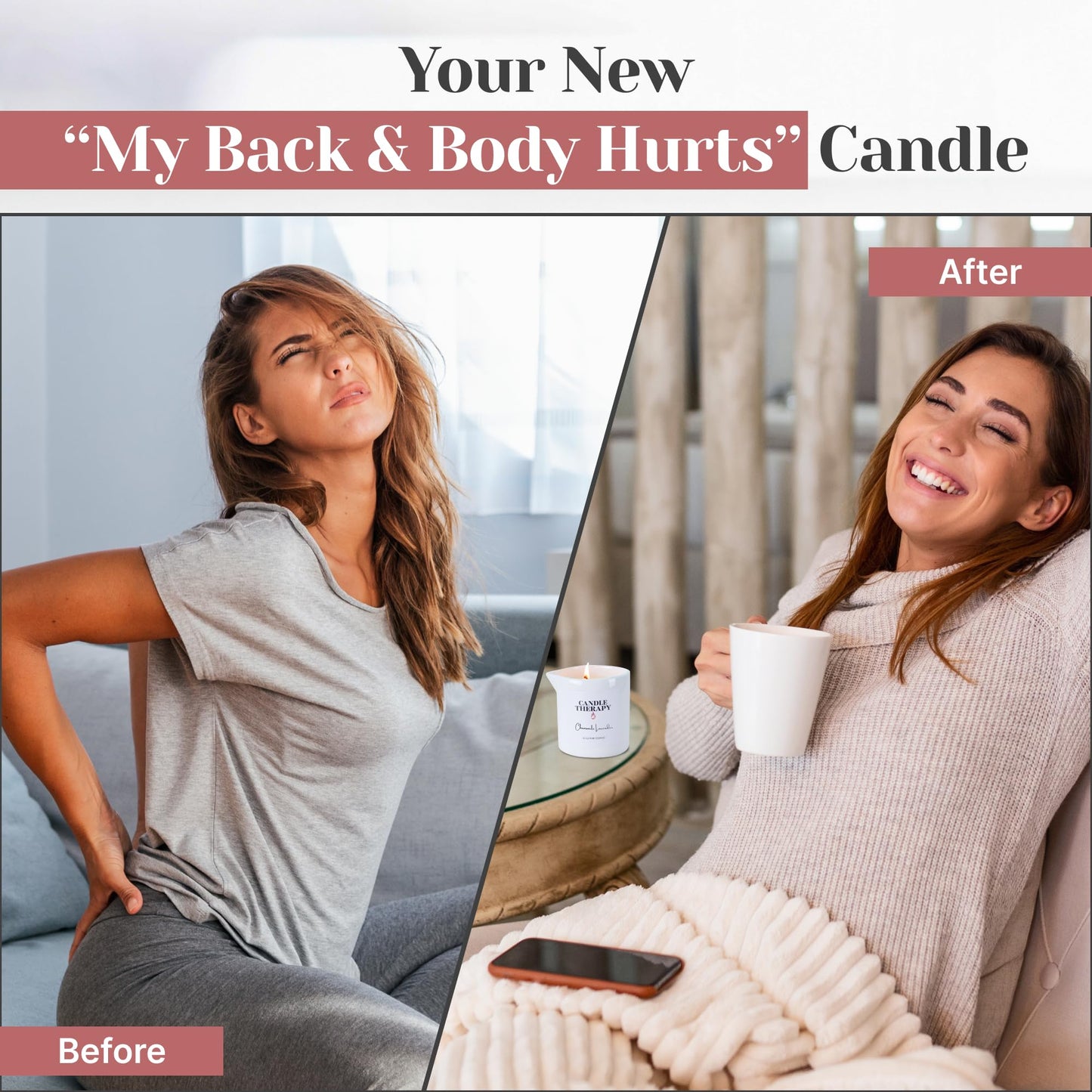Candle Therapy Massage Oil Candle for Pure Relaxation - 8.1 oz Moisturizing Essential Oil Body Massage Candle for Home & Spa, Message Gift for Women & Men (Vanilla Amber)