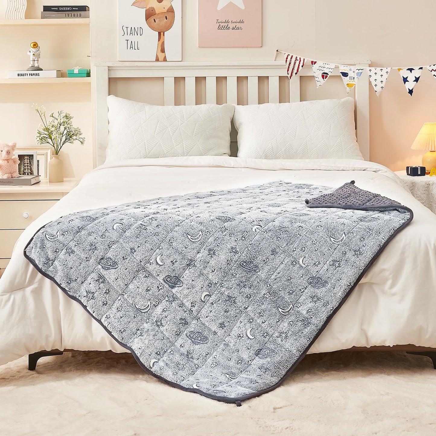 yescool Weighted Blanket 3 Pounds Weighted Lap Blanket, Glow in The Dark Star Heavy Blanket for Sleeping, Washable Warm Minky Weighted Throw Blanket for 20-40lbs,36"x48"