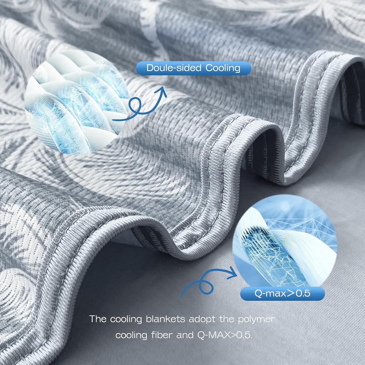 OMERAI Cooling Blanket King for Hot Sleepers, Breathable Summer Blanket Lightweight Blankets for Night Sweats, Double-Sided Cooling Effect Throw Blanket for Bed, 90"x108" Gray