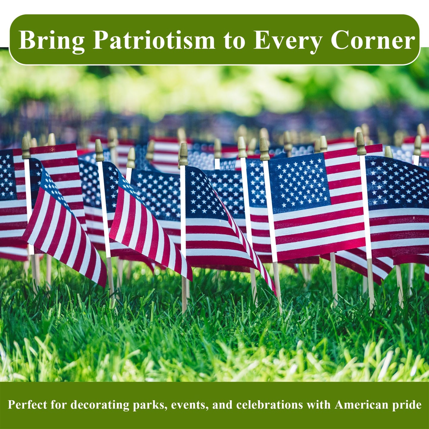 Pack of 100 Mini American Flags - 4x6 Inch Small American Flags on Sticks - Preassembled Handheld USA Flags for Memorial Day, 4th of July Decorations & Patriotic Events