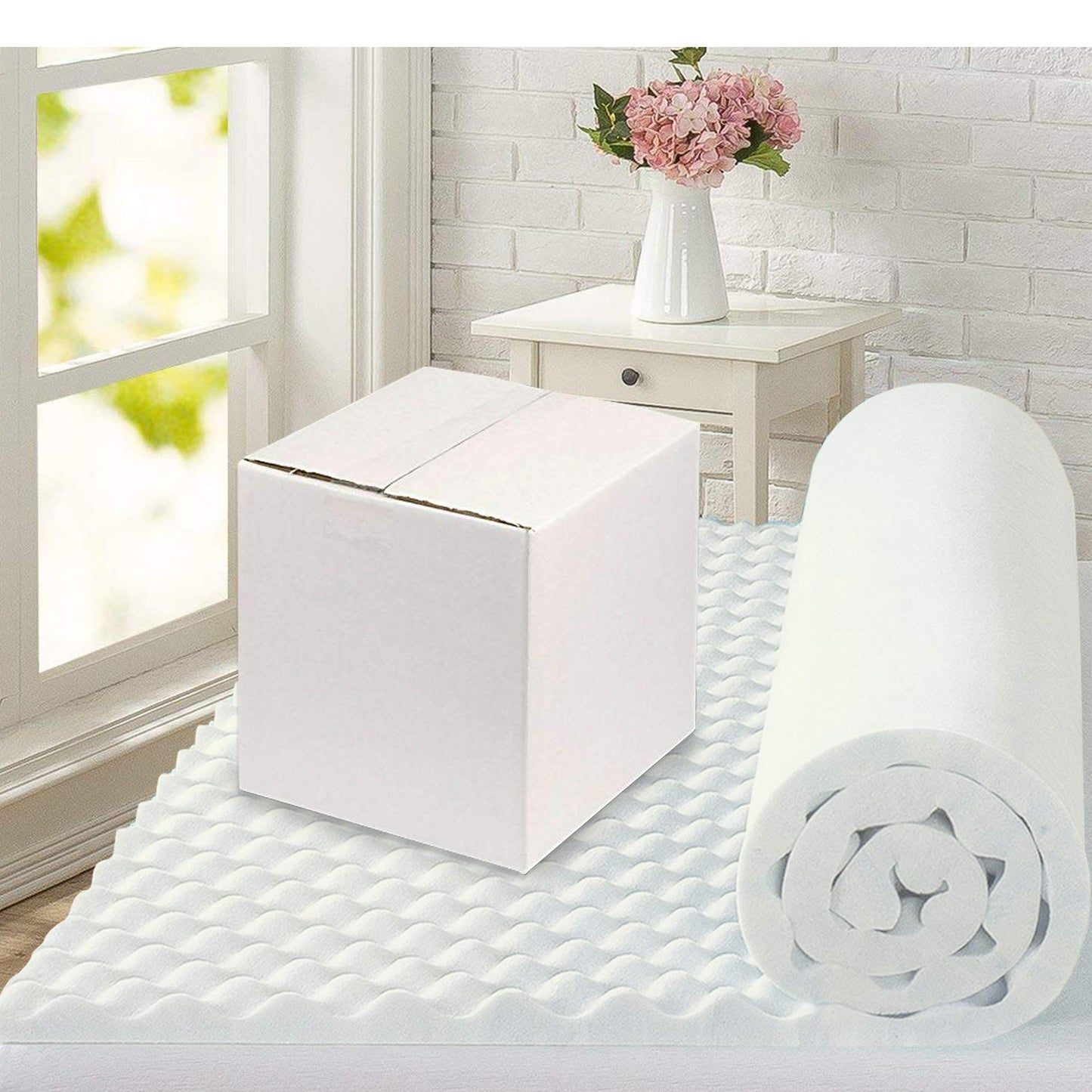 Zayton, 3-Inch Convoluted High Density Foam Mattress Topper, CertiPUR-US Certified for Superior Comfort and Support, Full, White