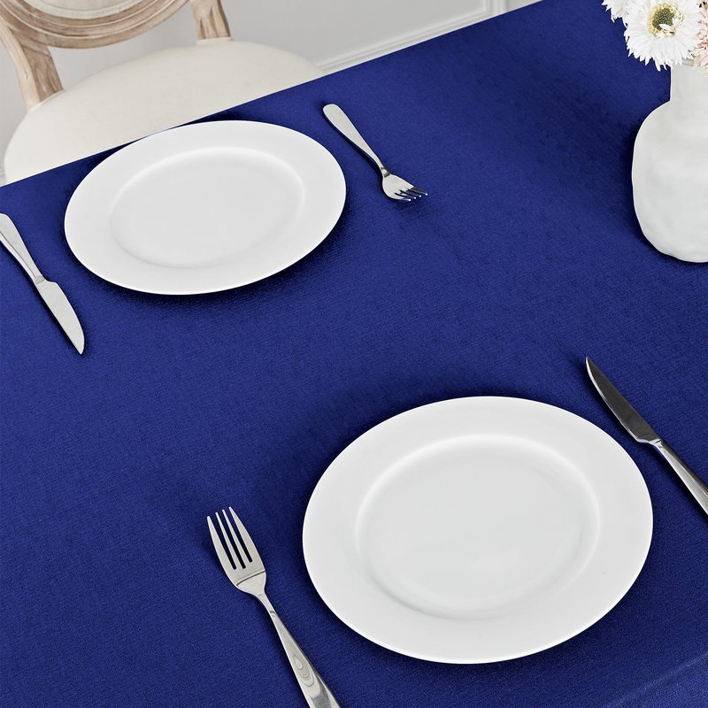 Veblandy Rectangle Tablecloth Waterproof 60x104 inch Linen Textured Table Cloth Stain and Wrinkle Resistant Washable, Decorative Fabric Table Cover for Dining, Party and Camping, Royal Blue
