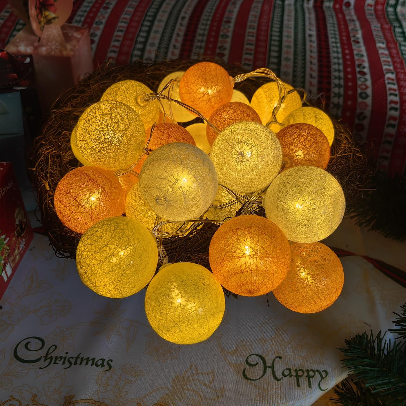 30-Count Battery Operated LED Fairy Lights - 10ft Yellow, Orange & White String Lights for Garden Decor