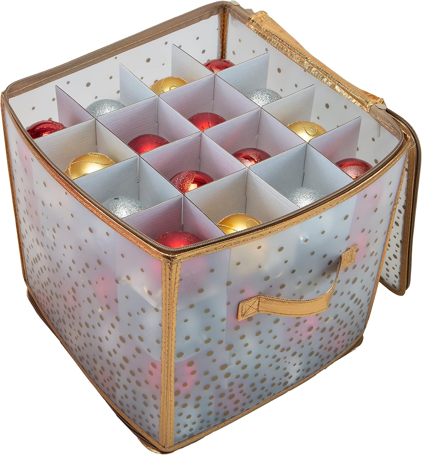 Ornament Storage Organizer for 112 Ornaments | Zipper Closure | Space-Saving Red Design
