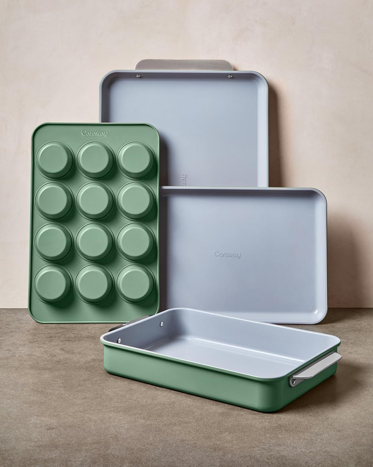 Caraway Nonstick Baking Pan Set - 2x 9" x 6.5" & 1x 9" x 13" - Non-Toxic, PTFE & PFOA Free - Deep Ceramic for Casseroles & Lasagna - Perracotta