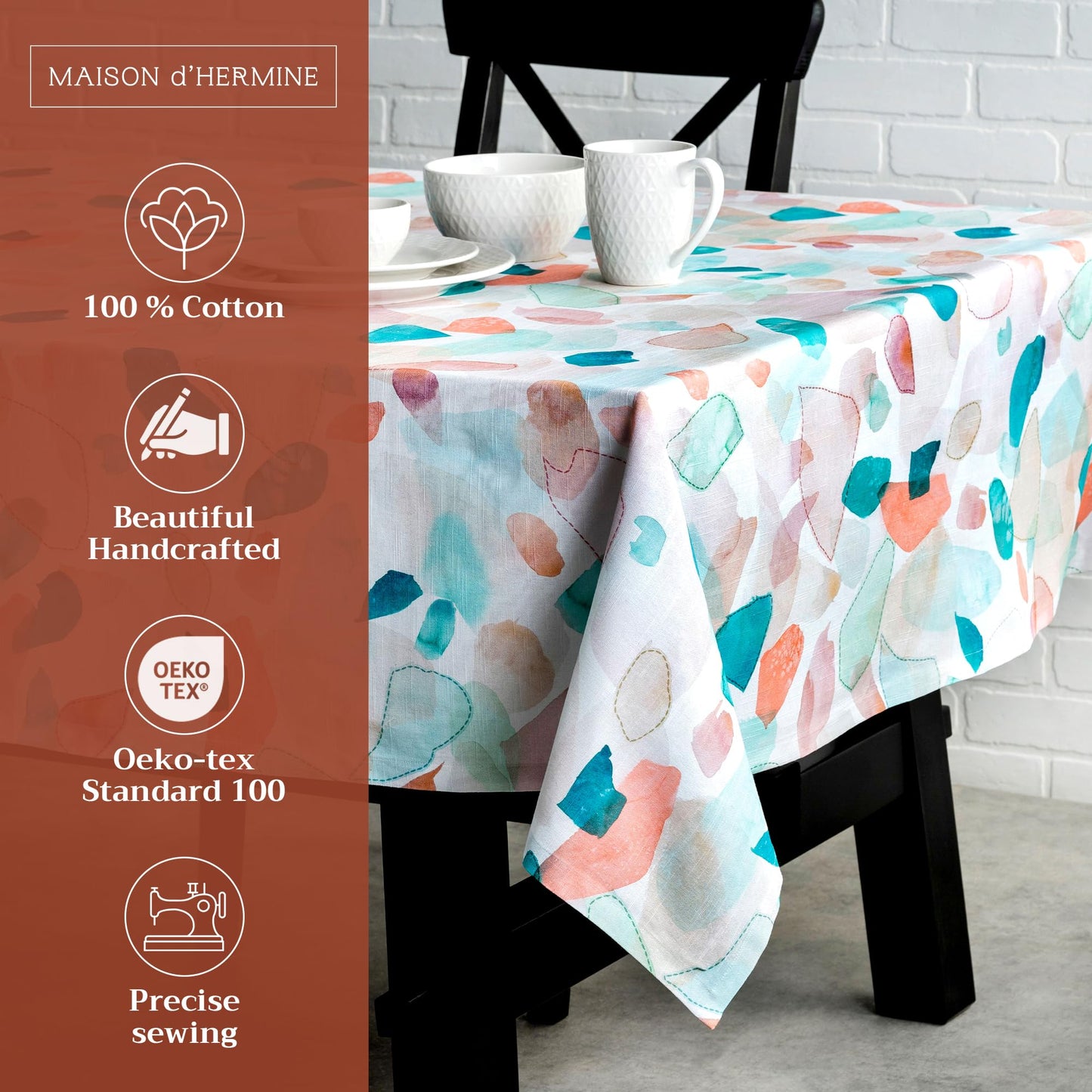 Maison d' Hermine Table Cloth Rectangle Table 100% Cotton 60 x 108 Inches Tablecloth Reusable Decorative for Dining Kitchen Room Farmhouse Home Gifts for Mothers Day Spring Summer - Summer Picnic