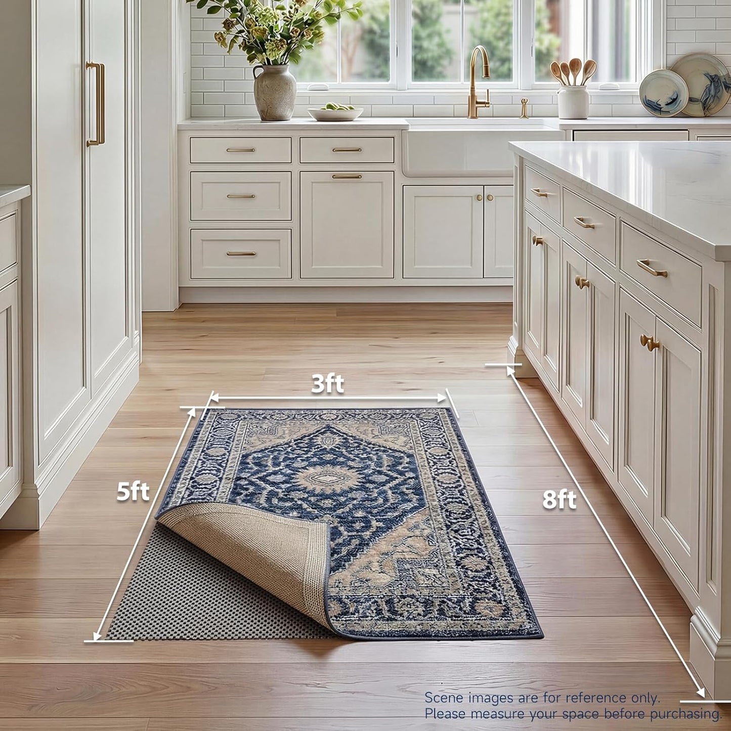 Veken Non-Slip Rug Pad Gripper - Thick Dark Grey 3x5 Ft for Hardwood & Tile Floors