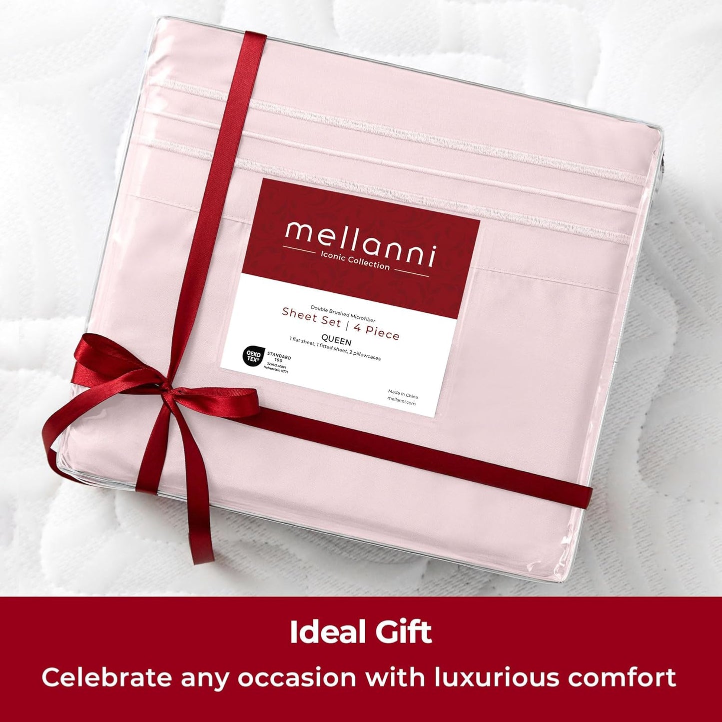 Mellanni Extra Deep Full Sheets - Hotel Luxury Ultra Soft Cooling Bedding - 4 PC Set (Blush Pink)