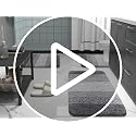 OLANLY Microfiber Bathroom Rugs Set 3 Piece U-Shape Blue Non-Slip Absorbent Bath Mat Set
