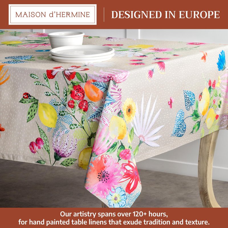 Maison d' Hermine Table Cloth Rectangle Table 100% Cotton 54 x 72 Inches Tablecloth Reusable Decorative for Dining Kitchen Room Farmhouse Home Gifts for Mothers Day Spring Summer - Jardin D'Ete - Fog