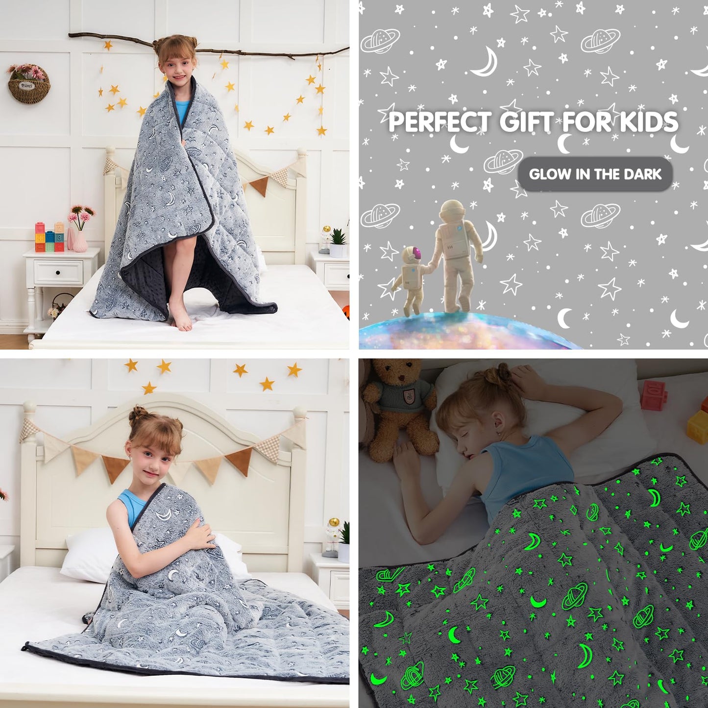yescool Weighted Blanket 3 Pounds Weighted Lap Blanket, Glow in The Dark Star Heavy Blanket for Sleeping, Washable Warm Minky Weighted Throw Blanket for 20-40lbs,36"x48"