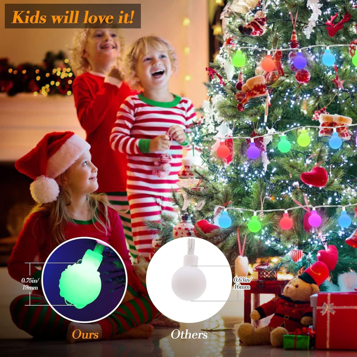 ALOVECO 18ft LED String Lights - 50 Waterproof Globe Fairy Lights with Remote & 8 Modes for Indoor/Outdoor Decor