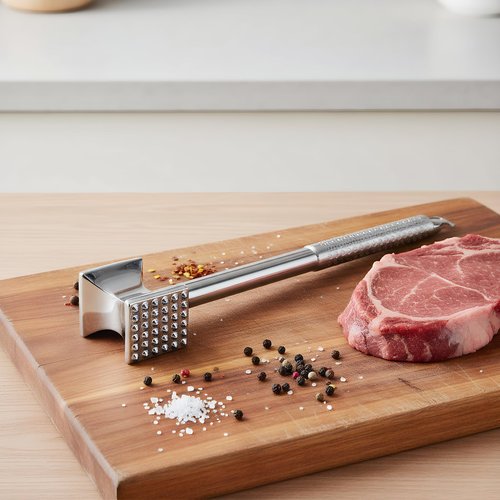 304 Stainless Steel Meat Tenderizer Mallet, Heavy Duty Dual-Sided Meat Hammer with Ergonomic Non-Slip Handle, Dishwasher Safe Kitchen Tool for Tenderizing Steak, Beef, Chicken & Pork