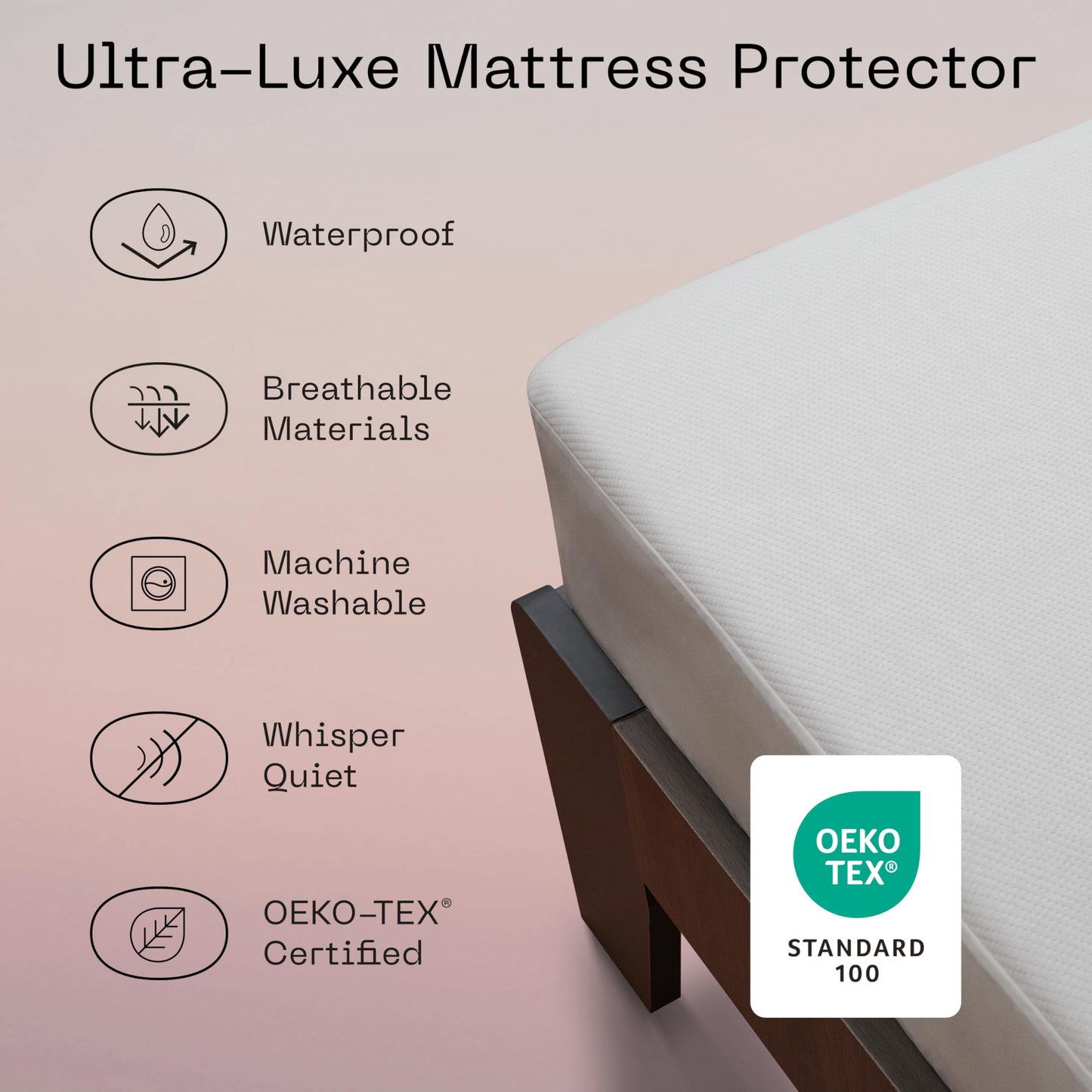 Coop Home Goods Ultra-Tech Waterproof Mattress Protector Twin, Smooth Top Mattress Pad, Waterproof Cover, Up to 18 Inches Deep, Machine Washable, Noiseless Comfort, Twin (39x75)