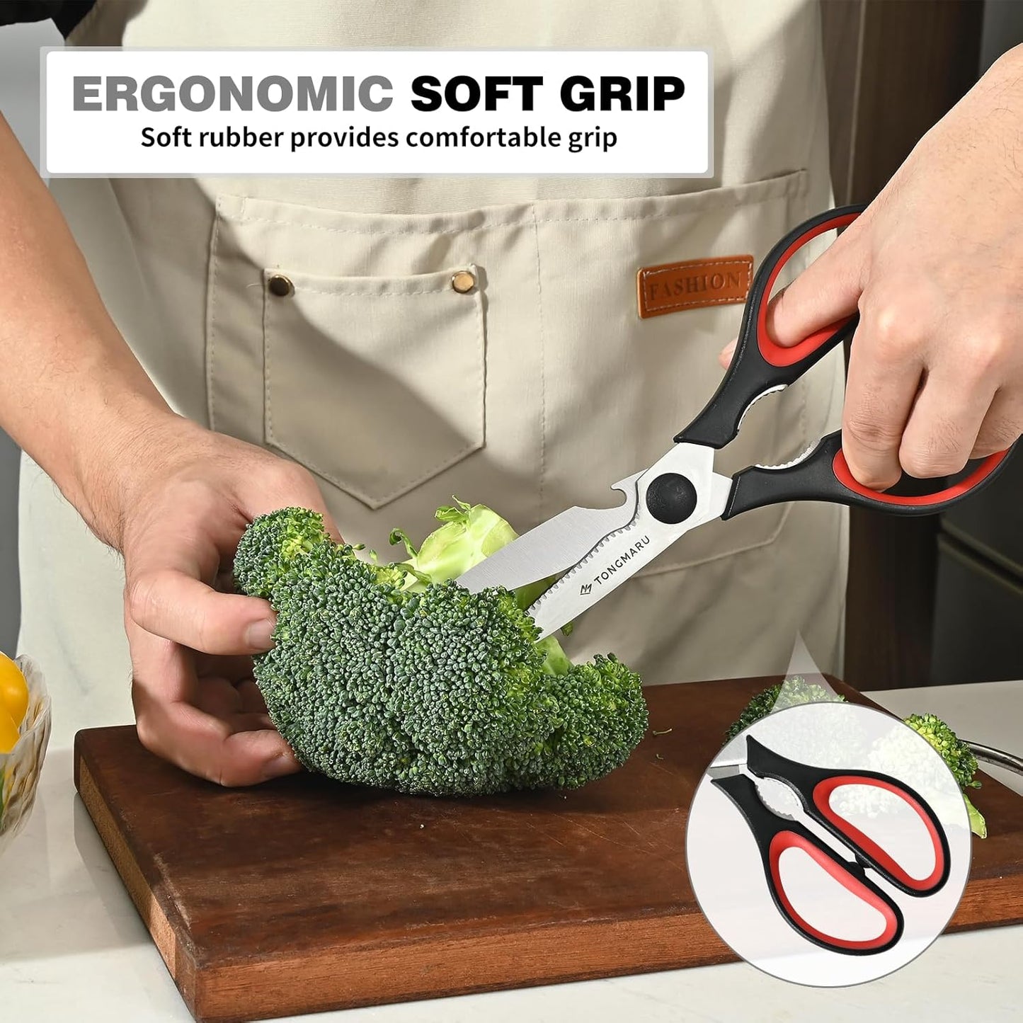 Skiennix Heavy-Duty Kitchen Shears - All-Purpose Scissors with Serrated Blades & Detachable Design | Dishwasher Safe