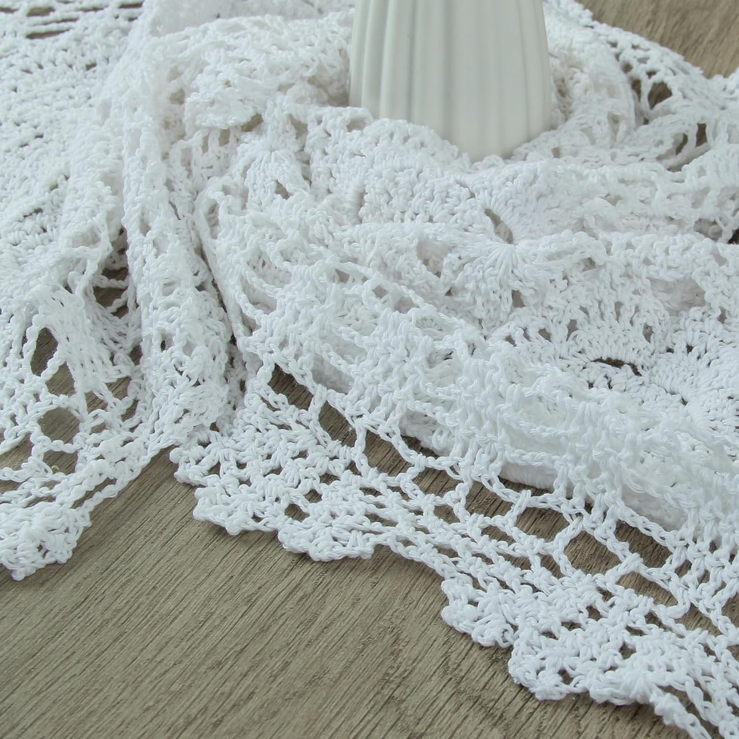 Handmade Crochet Cotton Lace Table Runner - 15 x 43 Inch Elegant Tablecloth