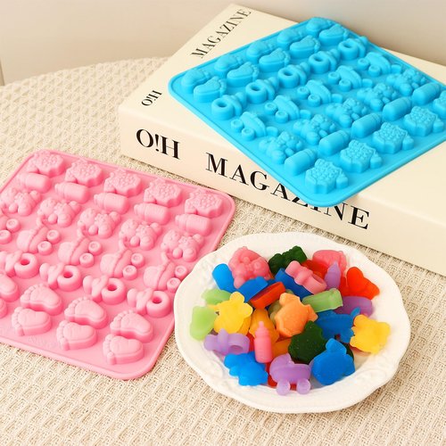 2 Pack Baby Shower Chocolate Molds, Babies Silicone Candy Molds with Onesie Feet Pacifier Cradles Bear Bottle, Babies Chocolate Molds for Party Cake Candy Gummy Cupcake Topper Decorations (Baby)