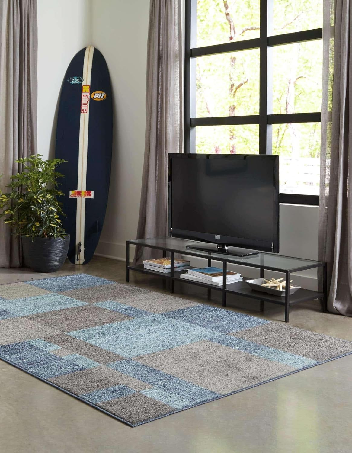 Unique Loom Autumn Collection Area Rug - Providence (4' 1" x 6' 1" Rectangle, Blue Gray/ Light Brown)