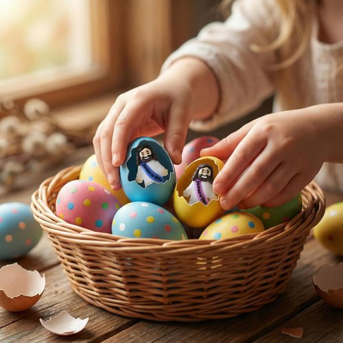 Cowlyn Mini Jesus Figurines - Multicolor Tiny Statues for Easter Egg Stuffers | 20 Pack Religious Gifts