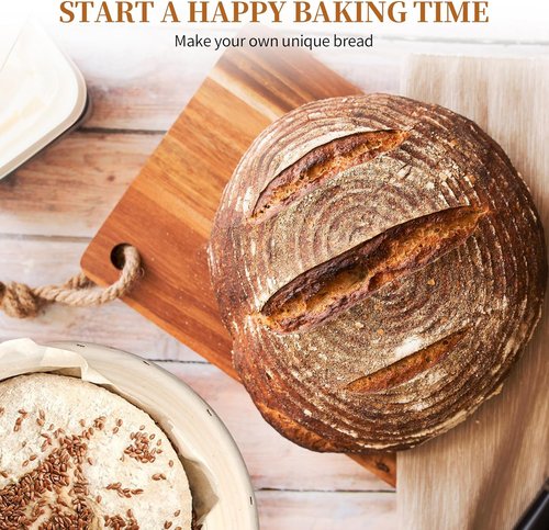 Dimpola Banneton Bread Proofing Basket Set - Handmade Rattan Sourdough Bowls | 9-Inch Round Size