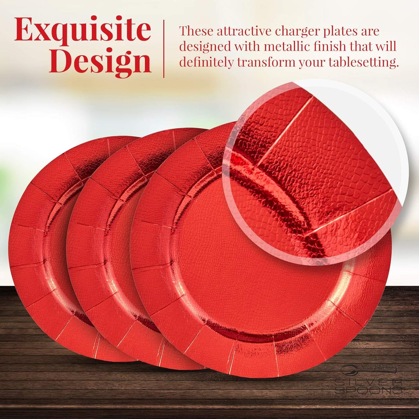 Elegant Silver Disposable Charger Plates Set - 10 Heavy Duty 13” Dinner Plates for Fine Dining & Celebrations