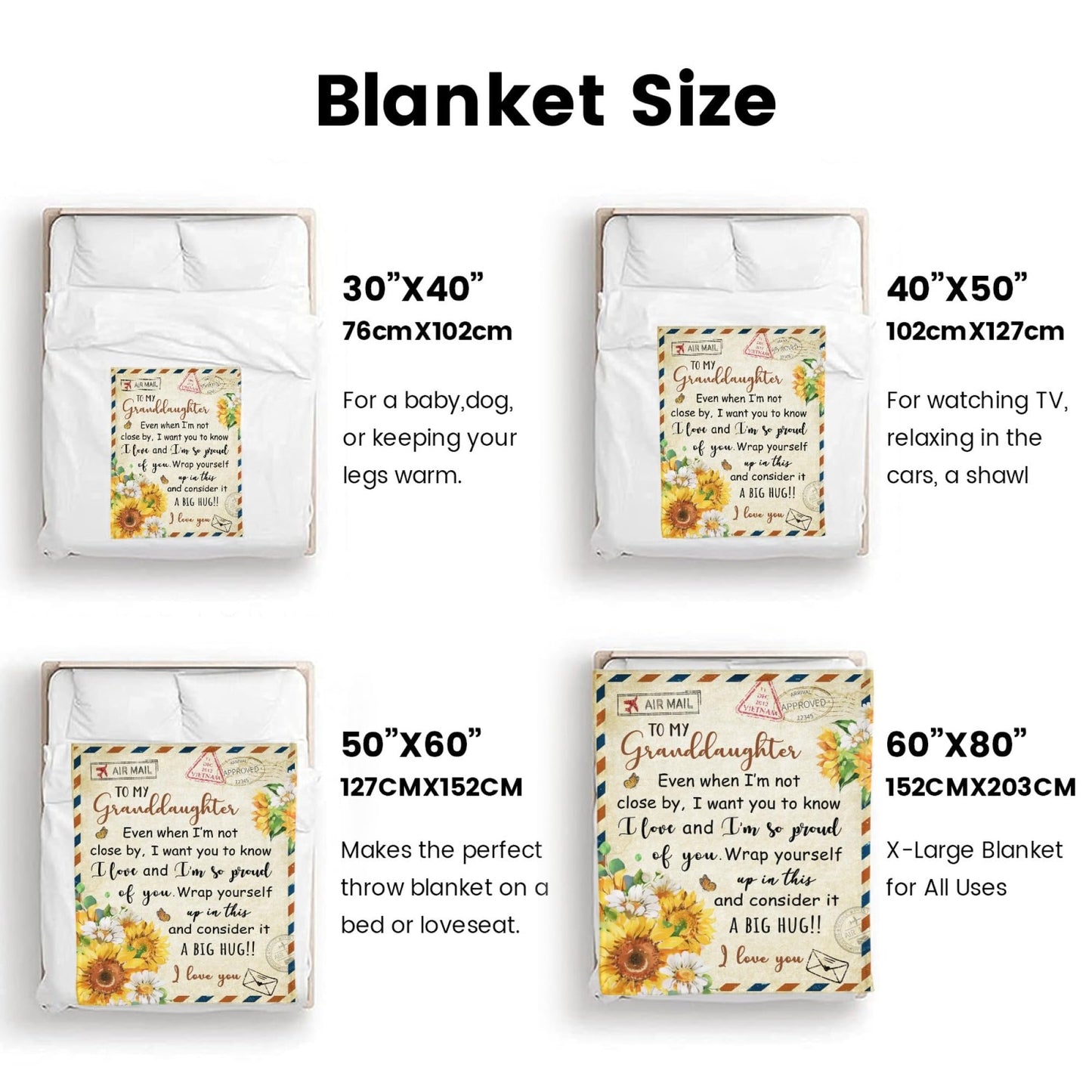 HJKGYHBJ Granddaughter Gifts from Grandma, Granddaughter Gift Blanket, Birthday Graduation Gifts for Granddaughter from Grandparents, Christmas to My Granddaughter Blanket 50''x60''