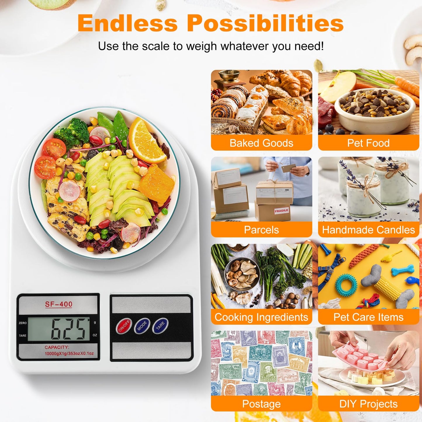 Partyreal Digital Kitchen Scale Capacity, Stainless Steel Food Scale with oz/g Units | Replaceable Battery Power | Ideal for Meal Prep, Cooking, Baking