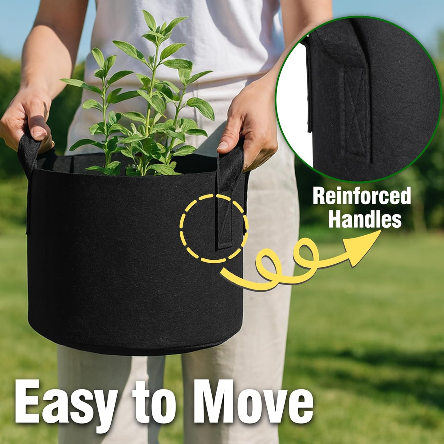 PHYEX 12-Pack 2 Gallon Grow Bags - Heavy Duty Fabric Pots with Handles for Vegetables, Herbs & Flowers