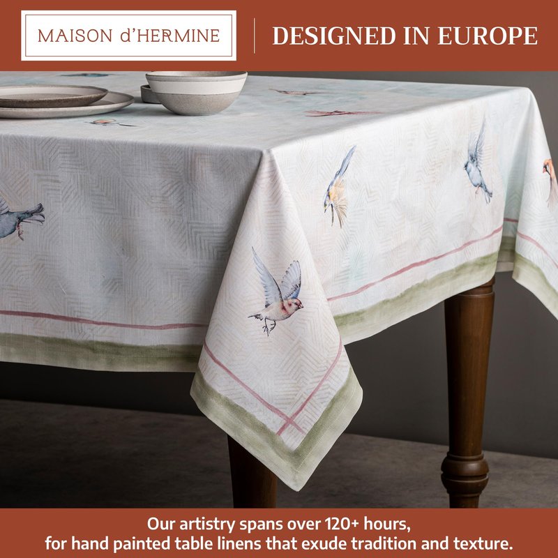 Maison d' Hermine Table Cloth Square Table 100% Cotton 60 x 60 Inches Tablecloth Reusable Decorative for Dining Kitchen Room Farmhouse Home Gifts for Mothers Day Spring Summer - Flying Birds