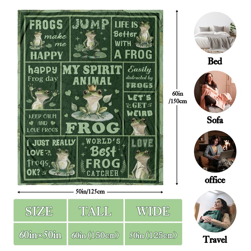 Bariceneth Frog Gifts, Frog Blanket 50" X 60", Frog Gifts for Women, Funny Frog Stuff, Frogs Birthday Decorations Throw
