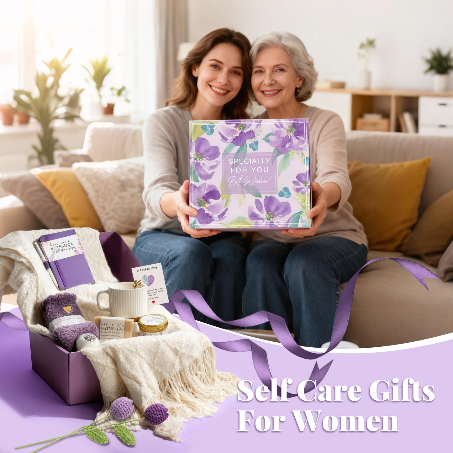 Birthday Gifts for Women, Get Well Soon Self Care Gifts Baskets for Women, Thinking of You Gifts for Woman Mom Best Friend Sister Grandma Her Wife
