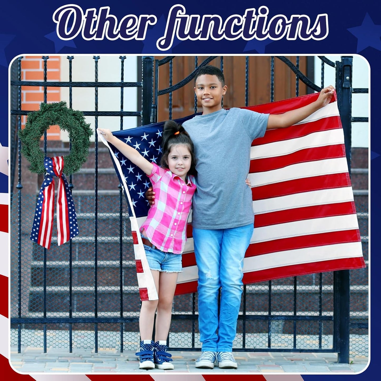 VitalCozy Patriotic Wreath Sash - Satin Ribbon for Embroidery Monogram | Indoor/Outdoor Decor