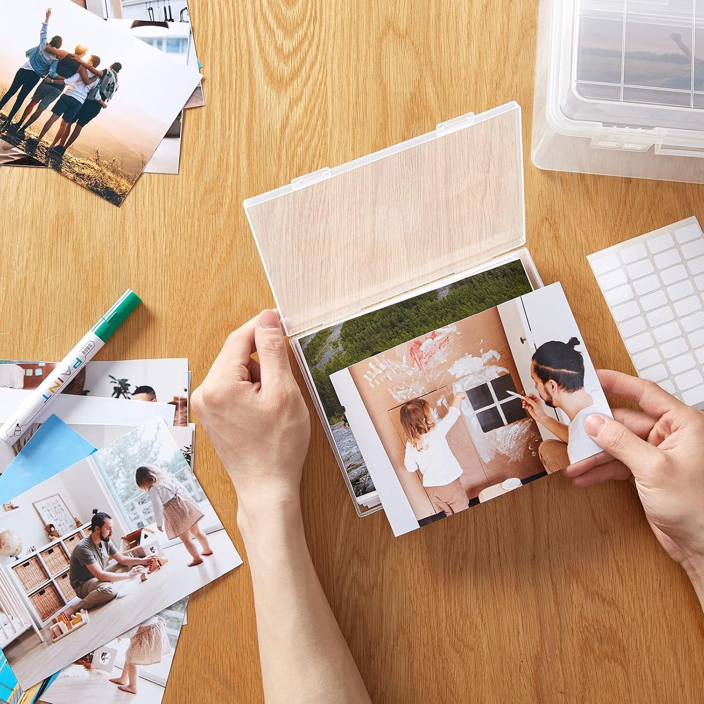 Lifewit Photo Storage Set - 9 Pcs 5"x7" Inner Boxes & 28x22 cm Transport Case | Clear Craft Organizer