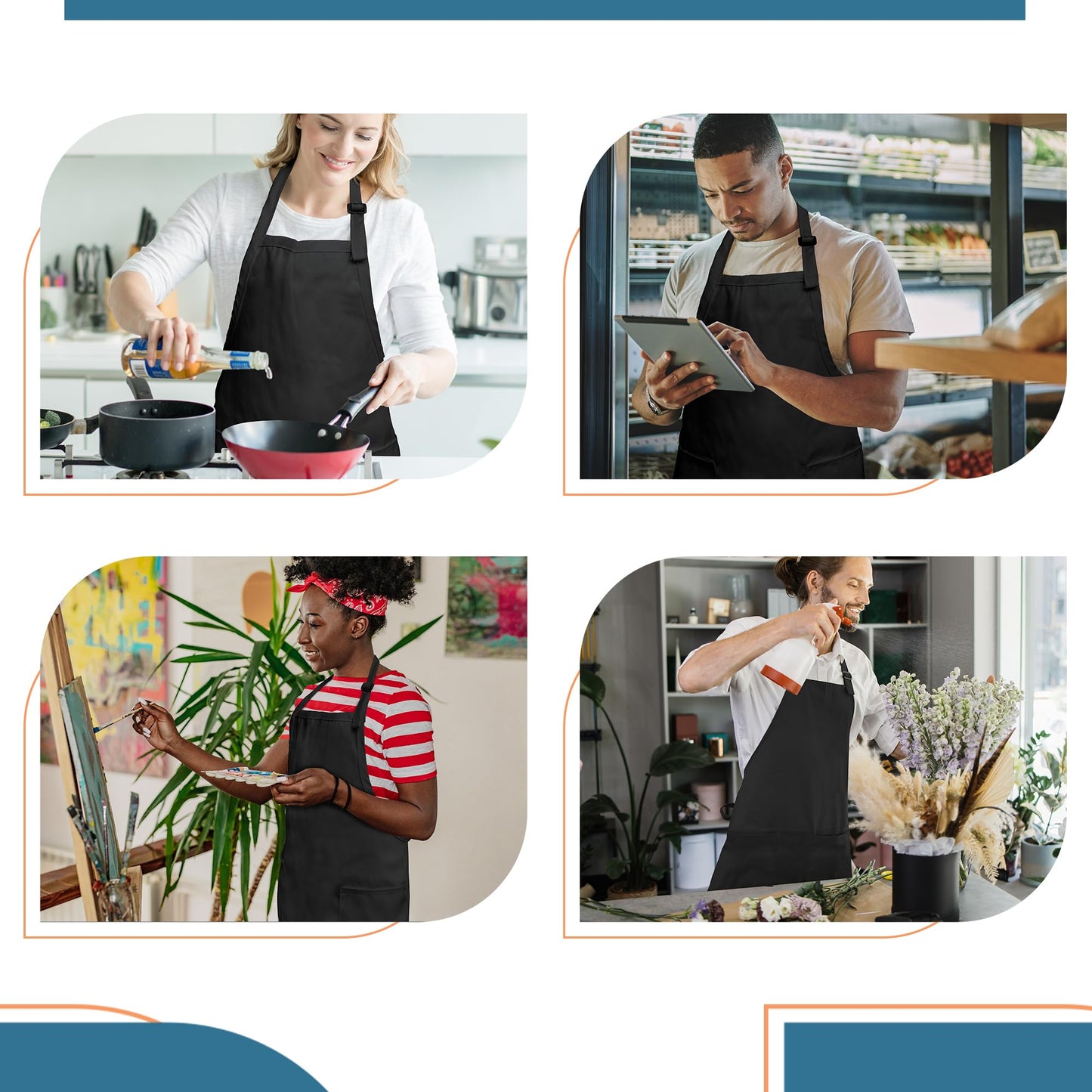 Batex Premium Cotton, 3 pack, Chef Apron for Men and Women Professional for Cooking With 2 Pockets - Adjustable - Bib Aprons