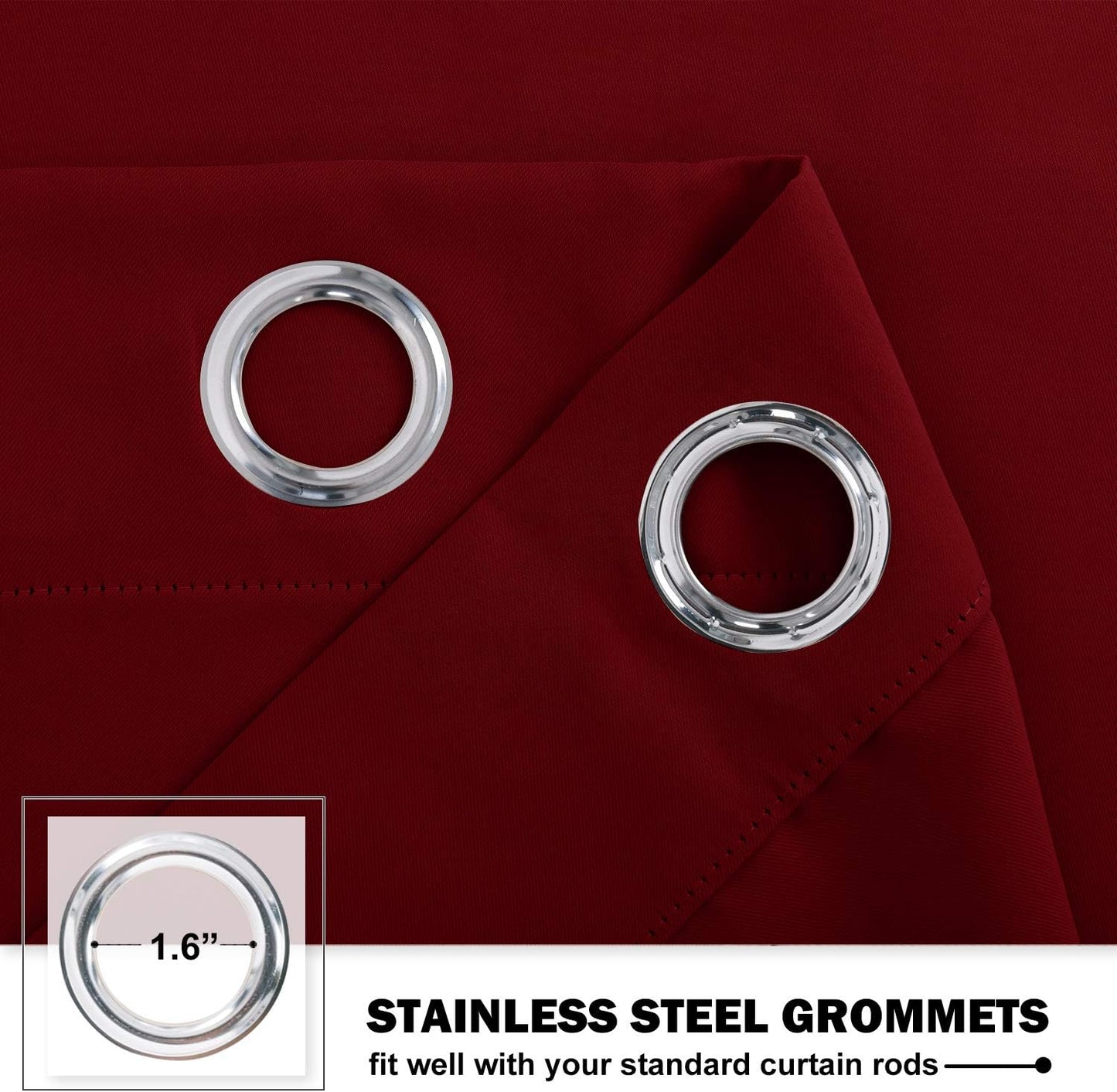 Thermal Insulated Blackout Kitchen Curtains for Small Windows - Burgundy Tiers (29x36 inches)