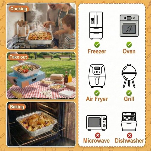 40 Pack Disposable Aluminum Pans with Lids - 9x9 & 8x8 Square Foil Pans for Meal Prep & Cooking