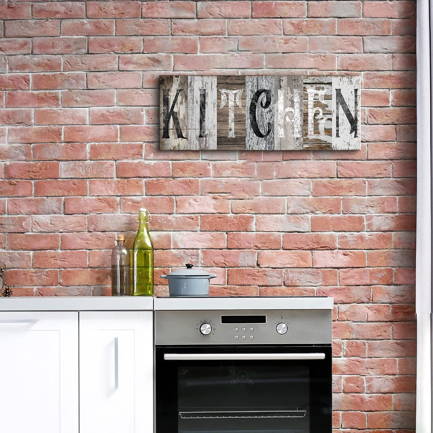 Kitchen Wall Decor Canvas Wall Art Rustic Farmhouse Kitchen Sign Picture Vintage Kitchen Painting Framed Modern Artwork for Kitchen Dining Room Restaurant Decor 24x10 inch