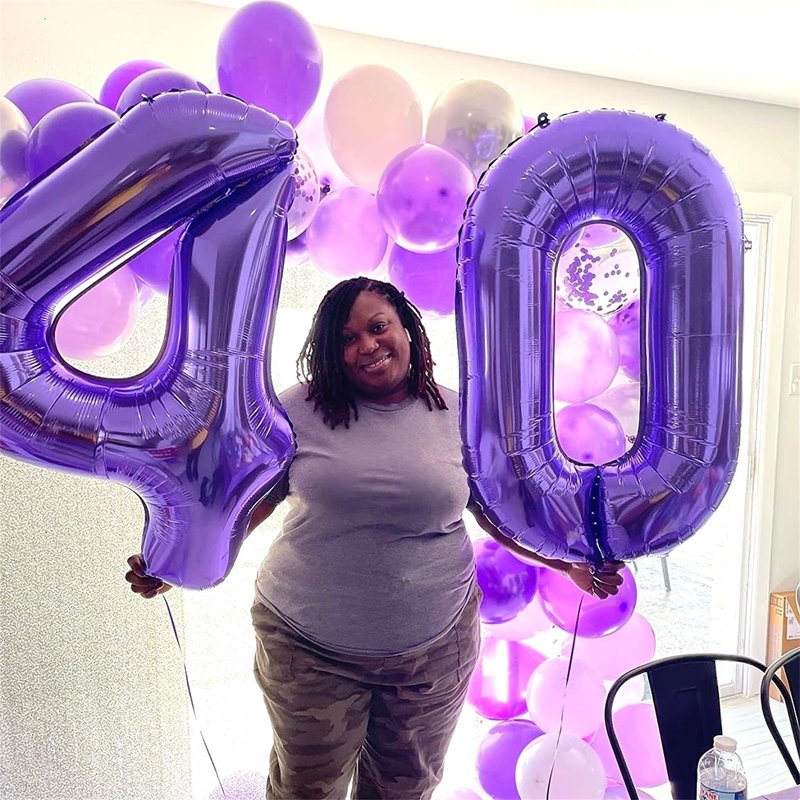 Purple Number 40 Birthday Balloons, 40 Inch Large Purple Mylar Foil Number 4 and 0 Balloons for Women, 40th Birthday Balloons for 40 Year Old Birthday Anniversary Party Decorations Supplies