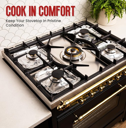 Aluminium Gas Stove Burner Covers - Heat-Resistant Disposable Liners | 50 Pack Kitchen Accessories