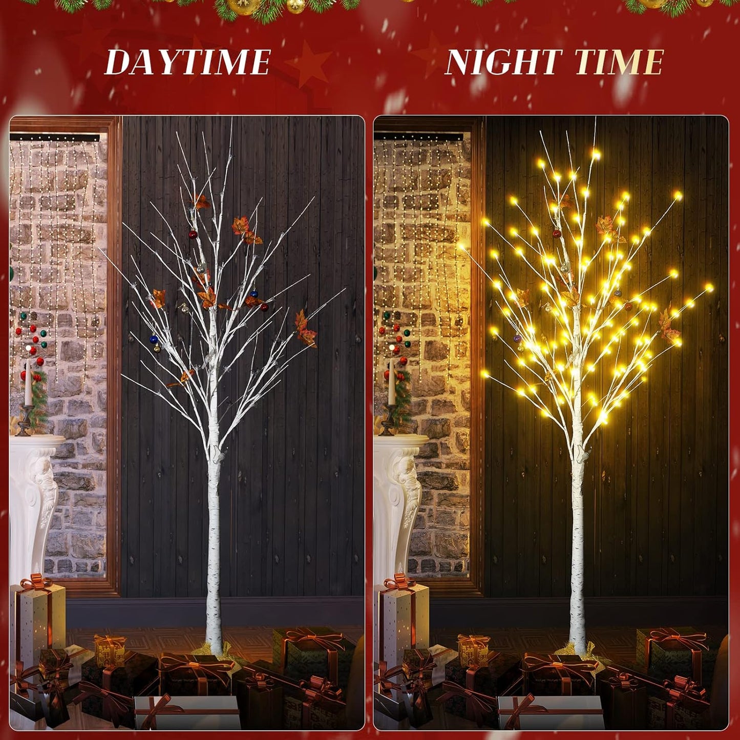 AWQM Artificial Lighted Trees - Warm White LED Christmas Decor | 3-Pack (4ft, 5ft, 6ft) for Indoor & Outdoor Use
