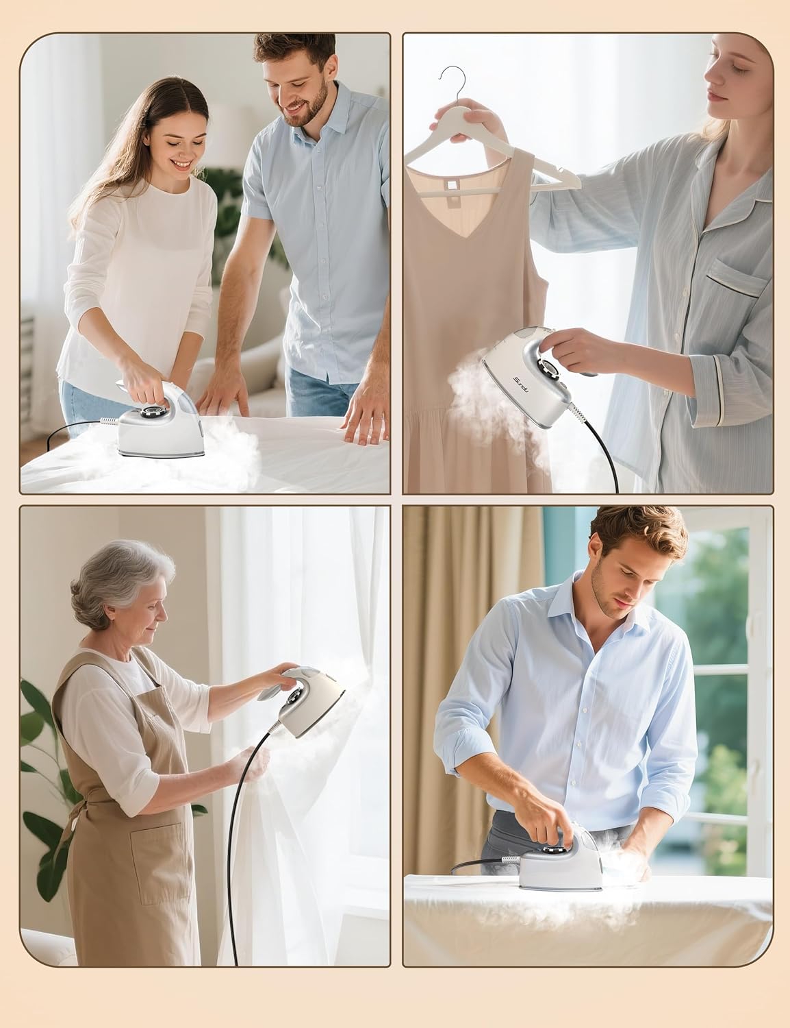Sundu 1000W Mini Travel Steam Iron - Portable Quilting & Sewing Iron with Non-Stick Soleplate, 90ml Tank, Digital Control | Silver Grey