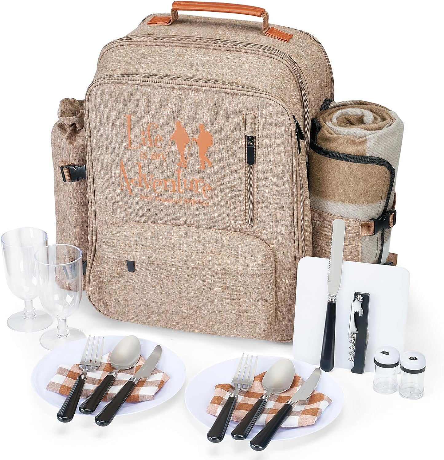 Couple Gifts 22L Picnic Basket Set, Grey Insulated Picnic Backpack for 2, Leak Proof Cooler Camping Gifts, Cool Bridal Shower Gifts Anniversary Engagement Wedding Gifts for Couples, Mr and Mrs Gifts