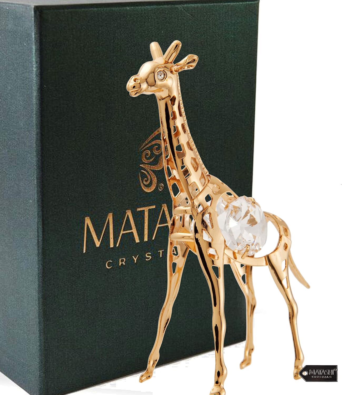 24K Gold Plated Giraffe Ornament - Crystal Christmas Tree Décor & Unique Gift for Mom, Daughter, Grandma