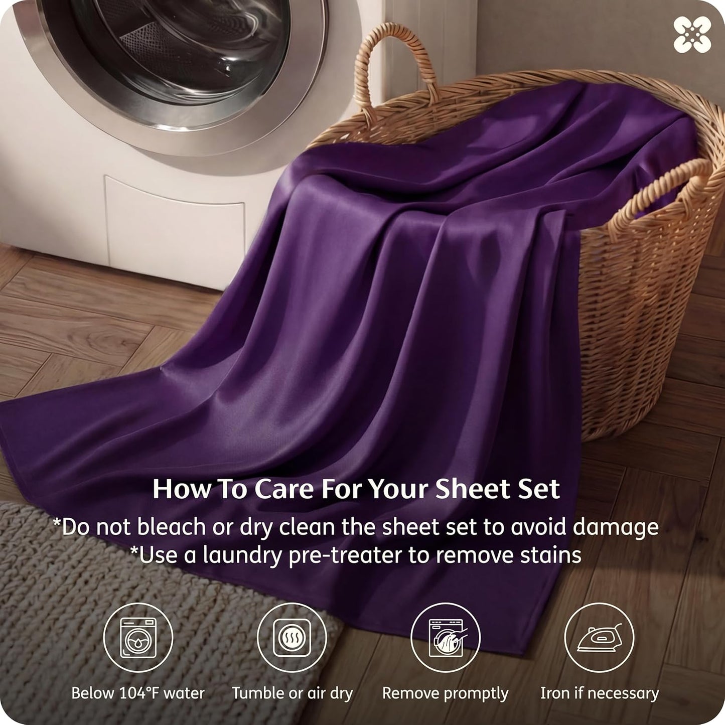 Bedsure King Size Sheets Set - Cooling Rayon Bamboo Sheets for Hot Sleepers | Soft & Breathable Plum