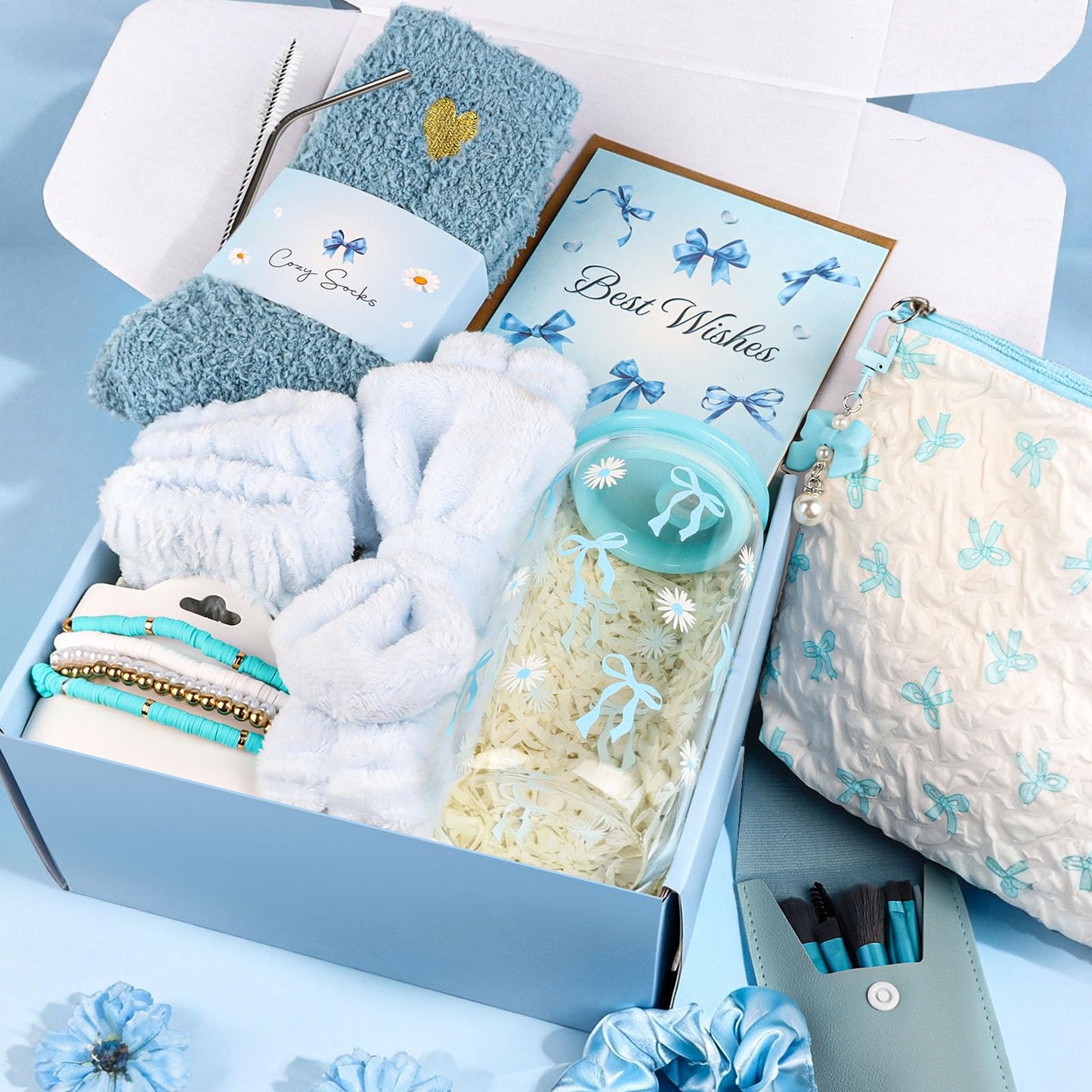 TUZELIYA Exquisite Birthday Gifts for Girls Teens - Best Birthday Presents for Her - Unique Gift Baskets for Women - Graduation Gifts for Best Friends Girlfriend Daughter Mom Sister Coworker - Blue