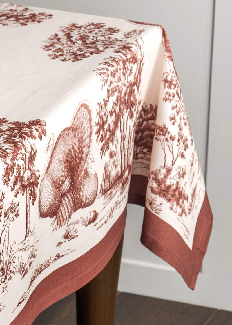 Maison d' Hermine Table Cloth Rectangle Table 100% Cotton 70 x 108 Inches Fall Tablecloth Reusable Everyday Use for Thanksgiving Christmas Decorations Dining Farmhouse Party (Holy Jouy - Brown)