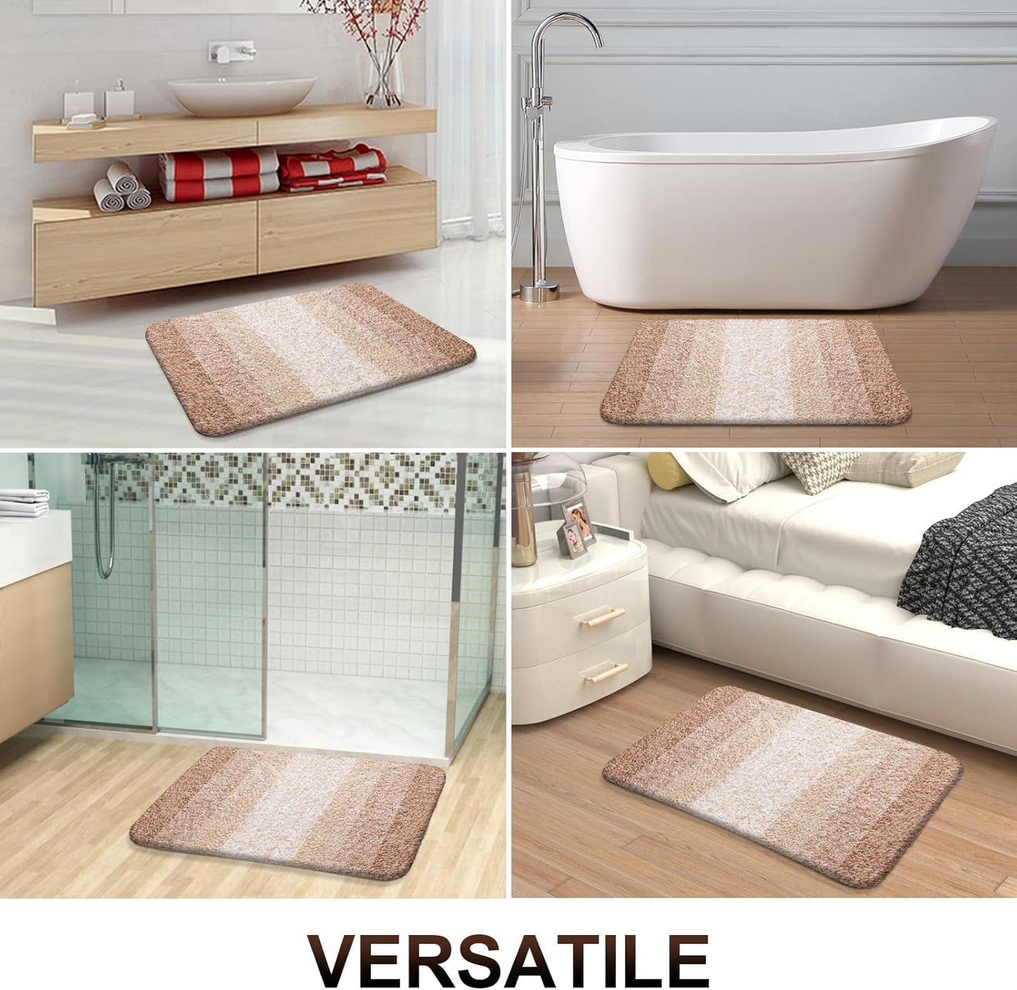 OLANLY Bathroom Rugs - Extra Soft Microfiber Mat | Quick Dry, Machine Washable, 24x16, Beige