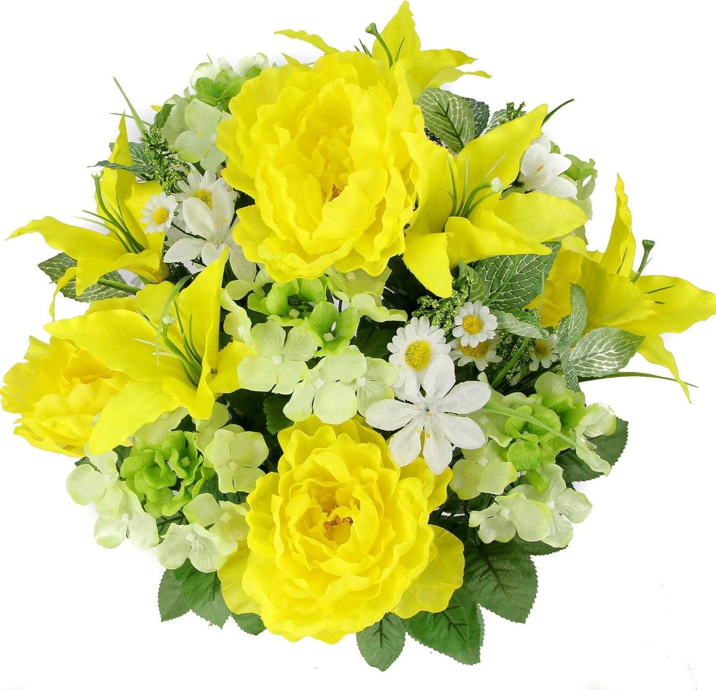 24-Stem Artificial Flower Arrangement - Mixed Roses & Carnations for Indoor/Outdoor Wedding & Home Decor - Spring Faux Flowers in Blue