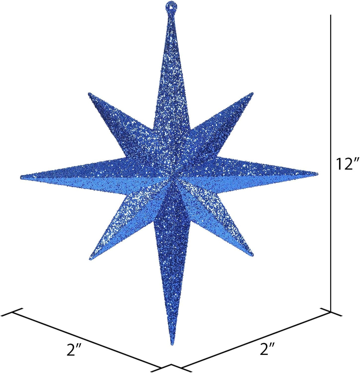 Vickerman Blue Iridescent Glitter Bethlehem Star Christmas Ornament - 12” (Set of 2)